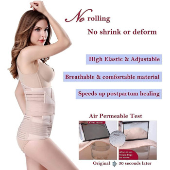 3 In 1 Postpartum Girdle Support Recovery Belly Band Corset Wrap Body Shaper For After Birth Postnatal C-Section Waist Pelvis Shapewear Wrap Girdle Support Band Belt Body Shaper(M)
