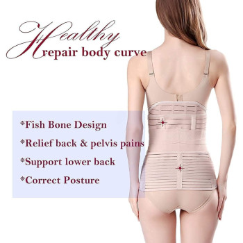 3 In 1 Postpartum Girdle Support Recovery Belly Band Corset Wrap Body Shaper For After Birth Postnatal C-Section Waist Pelvis Shapewear Wrap Girdle Support Band Belt Body Shaper(M)