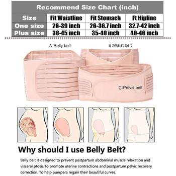 3 In 1 Postpartum Girdle Support Recovery Belly Band Corset Wrap Body Shaper For After Birth Postnatal C-Section Waist Pelvis Shapewear Wrap Girdle Support Band Belt Body Shaper(M)
