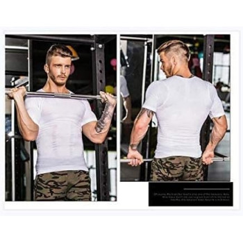Men Corset Short Sleeves Tank Abdomen Vest Muscles Body Shaper, White (Xl)