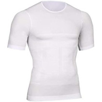 Men Corset Short Sleeves Tank Abdomen Vest Muscles Body Shaper, White (Xl)