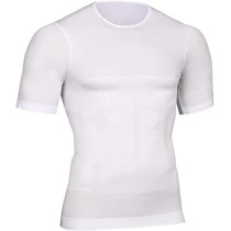 Men Corset Short Sleeves Tank Abdomen Vest Muscles Body Shaper, White (Xl)