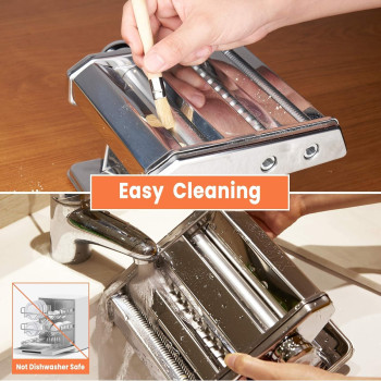 X Home Stainless Steel Pasta Maker Machine, 7 Adjustable Thickness Settings Roller And 2 Width Blades Dough Cutter For Spaghetti, Lasagna Or Ravioli Skins