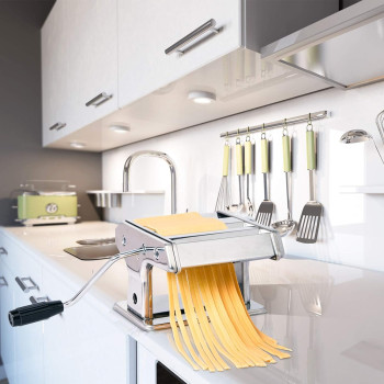 X Home Stainless Steel Pasta Maker Machine, 7 Adjustable Thickness Settings Roller And 2 Width Blades Dough Cutter For Spaghetti, Lasagna Or Ravioli Skins