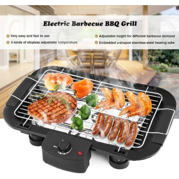 Haoxuan Electric Barbecue Grill, Non-Stick Barbecue Machine 5-Level Adjustable 2000W Household Electric Barbecue Grill Camping-Cooking And Barbecue Grill-Indoor Barbecue Grill-Easy To Clean