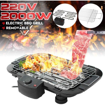 Haoxuan Electric Barbecue Grill, Non-Stick Barbecue Machine 5-Level Adjustable 2000W Household Electric Barbecue Grill Camping-Cooking And Barbecue Grill-Indoor Barbecue Grill-Easy To Clean