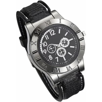 Enjoy-Unique New Military Usb Lighter Watch Men'S Casual Wristwatches With Windproof Flameless Cigarette Cigar Lighter, Black