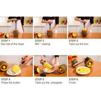 Fvilipus Stainless Steel Pineapple Core Remover Tool For Home And Kitchen With Sharp Blade For Diced Fruit Rings All In One Pineapple Tool Peeler Slicer Cut Pineapple Quick