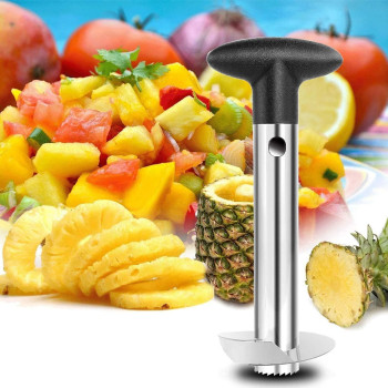Fvilipus Stainless Steel Pineapple Core Remover Tool For Home And Kitchen With Sharp Blade For Diced Fruit Rings All In One Pineapple Tool Peeler Slicer Cut Pineapple Quick