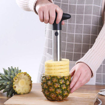 Fvilipus Stainless Steel Pineapple Core Remover Tool For Home And Kitchen With Sharp Blade For Diced Fruit Rings All In One Pineapple Tool Peeler Slicer Cut Pineapple Quick