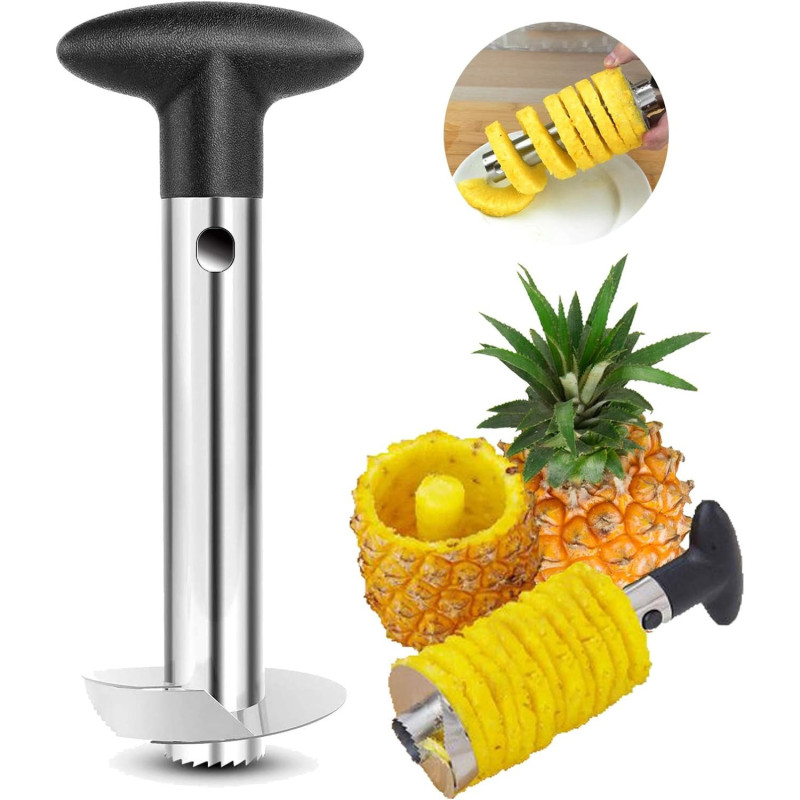 Fvilipus Stainless Steel Pineapple Core Remover Tool For Home And Kitchen With Sharp Blade For Diced Fruit Rings All In One Pineapple Tool Peeler Slicer Cut Pineapple Quick