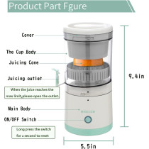 Biki Electric Citrus Juicer, Hands Free Portable Usb Charging Powerful Electric Juicer Cordless Fruit Juicer, Multi Functional 1-Button Easy Press Lemon Orange Squeezer Machine For Kitchen