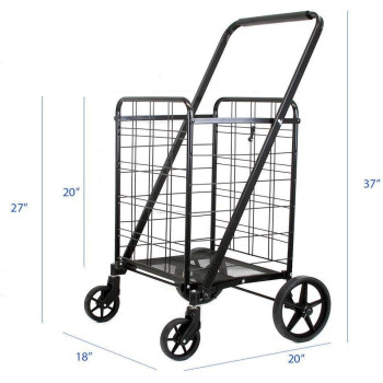 Heavy Duty Portable Folding Shopping Utility Cart Trolley, Black