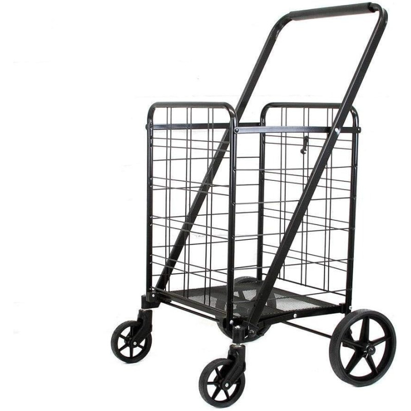 Heavy Duty Portable Folding Shopping Utility Cart Trolley, Black