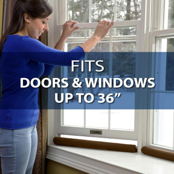 Twin Draft Guard, Year-Round Insulator Door Seal Strip, Trademarked And Patented Under-Door Draft Stopper For Bottom Of Door, 36-Inch Dust, Set Of 2, Brown