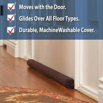Twin Draft Guard, Year-Round Insulator Door Seal Strip, Trademarked And Patented Under-Door Draft Stopper For Bottom Of Door, 36-Inch Dust, Set Of 2, Brown