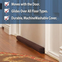 Twin Draft Guard, Year-Round Insulator Door Seal Strip, Trademarked And Patented Under-Door Draft Stopper For Bottom Of Door, 36-Inch Dust, Set Of 2, Brown