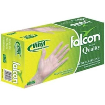 Falcon Vinyl Gloves Clear Pre-Powdered Medium, 2 Packs x 100 Pieces