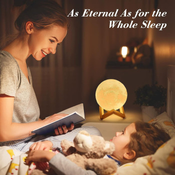 Mydethun Moon Light For Kids Gift For Women Moon Lamp Usb Charging And Touch Control Brightness Two Tone Warm And Cool White Lunar Lamp