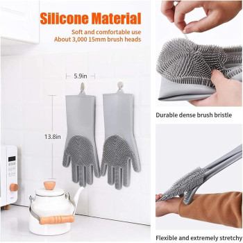 Aufew Magic Pet Grooming Gloves Dog Bathing Shampoo Brush, Heat Resistant Eco-Friendly Silicone Hair Removal Gloves With High Density Teeth For Cats, Dogs