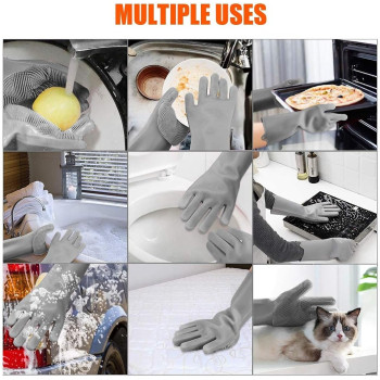 Aufew Magic Pet Grooming Gloves Dog Bathing Shampoo Brush, Heat Resistant Eco-Friendly Silicone Hair Removal Gloves With High Density Teeth For Cats, Dogs