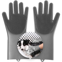 Aufew Magic Pet Grooming Gloves Dog Bathing Shampoo Brush, Heat Resistant Eco-Friendly Silicone Hair Removal Gloves With High Density Teeth For Cats, Dogs