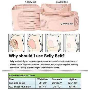 Postpartum Girdle Support Recovery Belly Band Corset Wrap Body Shaper For After Birth Postnatal C-Section Waist Pelvis Shapewear For Women, Beige