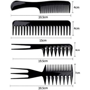 Professional Parlour And Salon Use Hair Comb Set, Black, 10 Piece