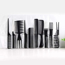 Professional Parlour And Salon Use Hair Comb Set, Black, 10 Piece