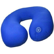 Vibrating Microbead Neck Massage Travel Pillow, Blue