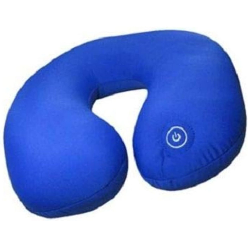 Vibrating Microbead Neck Massage Travel Pillow, Blue