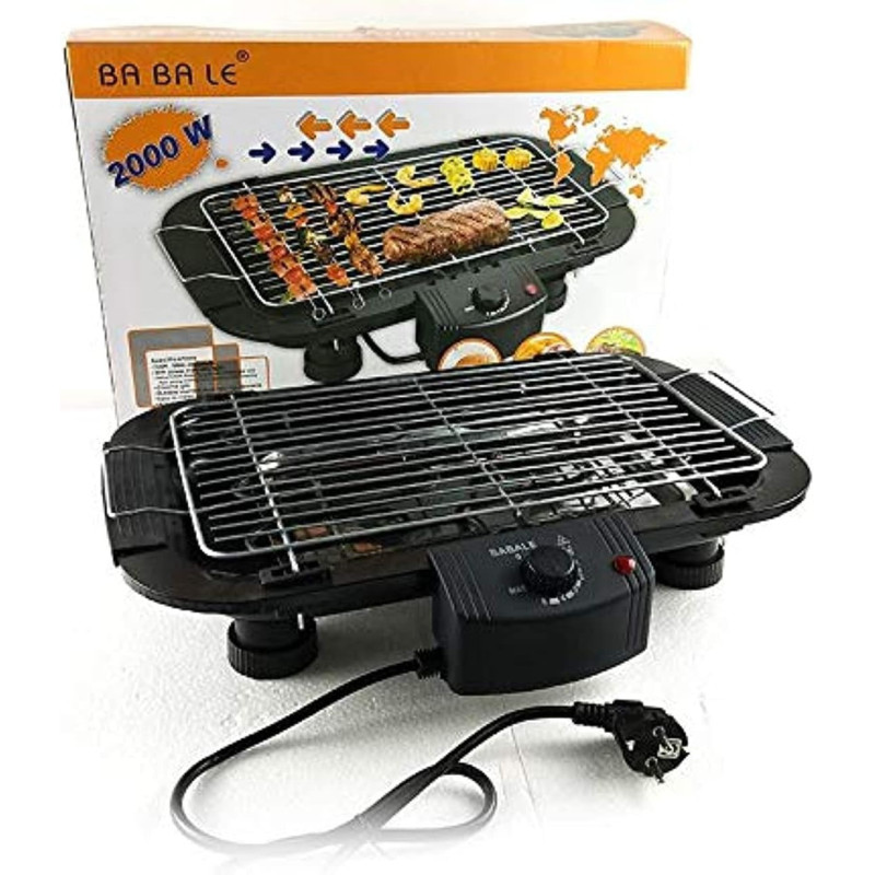 Electric Smokeless Indoor Bbq Grill, Five Speed Thermostat, Height Adjustable Grilling Net, Digital Temperature Control Kitchen Indoor Barbecue