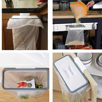 Attach A Trash Cupboard Door Back Trash Rack Storage Garbage Bag Holder Hanging Kitchen Cabinet Hanging Trash Rack Kitchen Tools