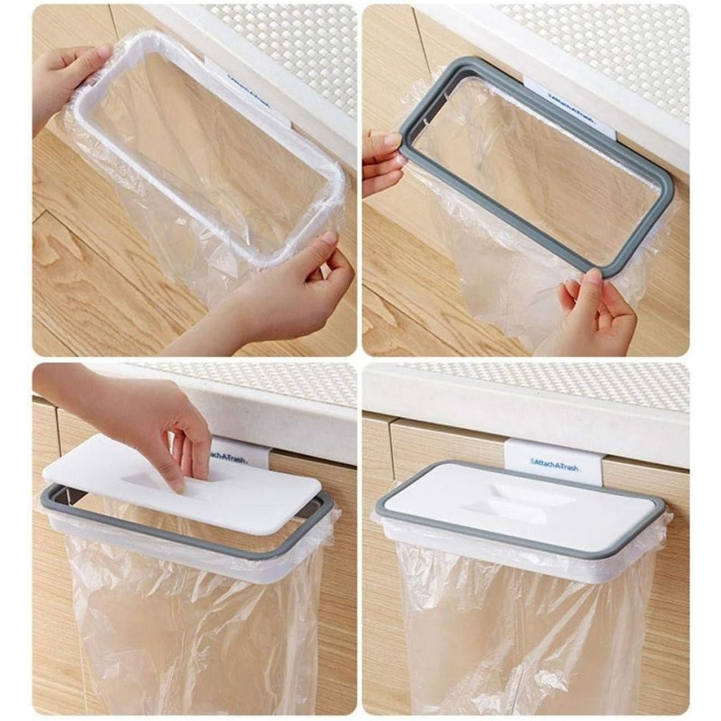 Attach A Trash Cupboard Door Back Trash Rack Storage Garbage Bag Holder Hanging Kitchen Cabinet Hanging Trash Rack Kitchen Tools