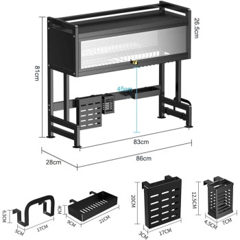 Xaosu Heavy Duty Over The Sink Dish Drying, 3 Tier Metal Over The Counter Dish Drying Rack With Dust-Proof Cabinet, Height Large Drainer With Utensil Holder For Kitchen, Black
