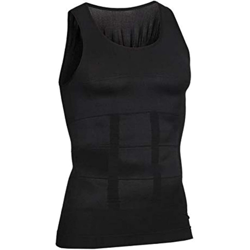 Slimming Underwear Body Shaper Waist Cincher Corset Men Shaper Vest Body Slimming Tummy Belly Slim Body Shapewear, Black, L