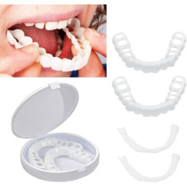 Healthyare Dentures Teeth Temporary Teeth Perfect Fake Teeth And Whitening Alternative Smile Snap Tooth, 1Top/1Bottom/2Adhesives