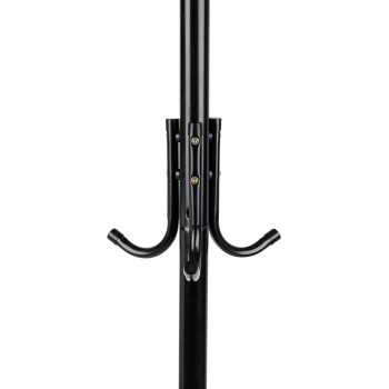 Mind Reader COATRACK11 Standing Metal Coat Rack Hat Hanger 11 Hook For Jacket, Purse, Scarf Rack, Umbrella Tree Stand, Black