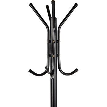 Mind Reader COATRACK11 Standing Metal Coat Rack Hat Hanger 11 Hook For Jacket, Purse, Scarf Rack, Umbrella Tree Stand, Black