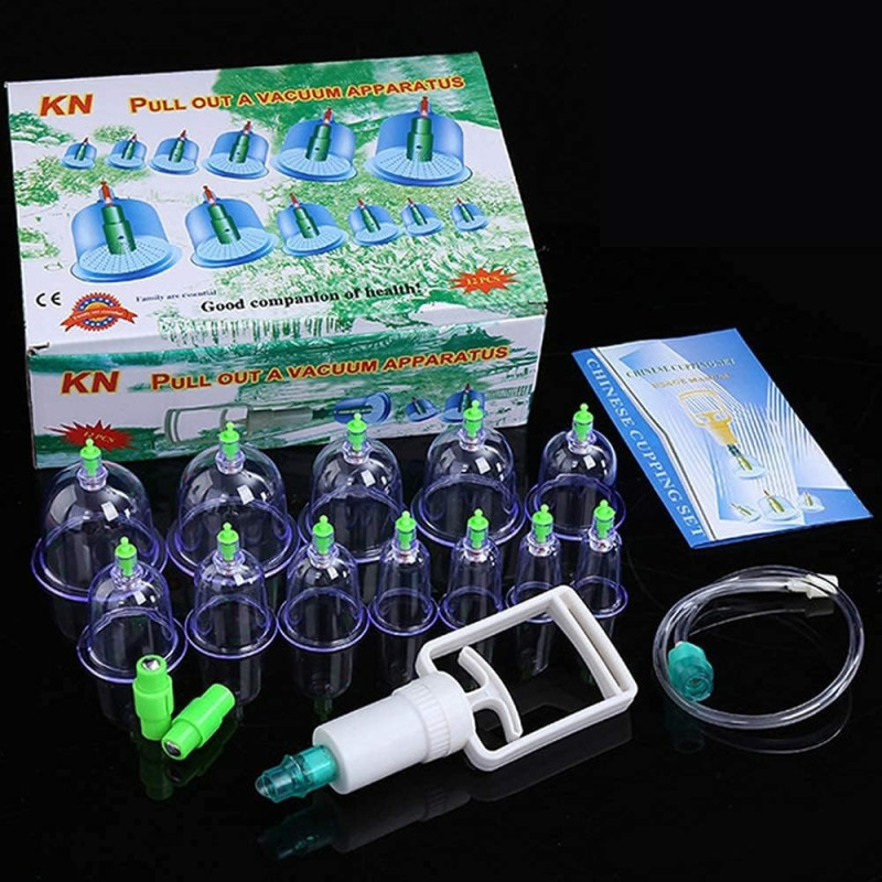 Skeido 12pcs Cans Cupping Set Vacuum Cuppings Suction Therapy Device Body Massager Kit Household Cupping Tool Sets Traditonal Chinese Treatment