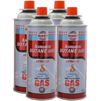 ARTC Portable Gas Burner Camping Stove With Asmaco Butane Gas Cartridge 7.8Oz, 4 Pieces