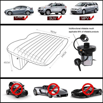 Fbsport Car Travel Inflatable Mattress Air Bed Cushion Camping Universal Suv Extended Air Couch With Two Air Pillows, Black