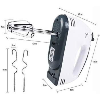 Scarlett Electric 7 Speed Hand Mixer With 4 Pieces Stainless Blender, Bitter for Cake/Cream Mix, Food Blender, Beater For Kitchen, Beater for Cake, White, Medium