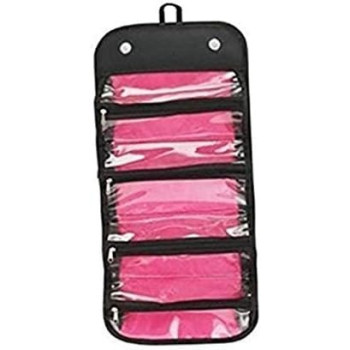 4-Layer Roll-up Travel Cosmetic Makeup Storage Bag Hanging Toiletry Organizer Foldable Large Capacity Bathroom Wash Bag In Bag Women Portable Bath Shower Case Holder Pouch With Hanging Loop, Black