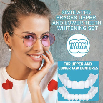 YardhobIi Fake Teeth, Temporary Fake Teeth For Women And Men, Veneers For Temporary Teeth Restoration, Temporary Tooth Kit Decoration, Nature and Comfortable, Protect Your Teeth (Upper Teeth + Lower Teeth)