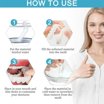 YardhobIi Fake Teeth, Temporary Fake Teeth For Women And Men, Veneers For Temporary Teeth Restoration, Temporary Tooth Kit Decoration, Nature and Comfortable, Protect Your Teeth (Upper Teeth + Lower Teeth)