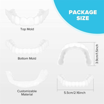 YardhobIi Fake Teeth, Temporary Fake Teeth For Women And Men, Veneers For Temporary Teeth Restoration, Temporary Tooth Kit Decoration, Nature and Comfortable, Protect Your Teeth (Upper Teeth + Lower Teeth)
