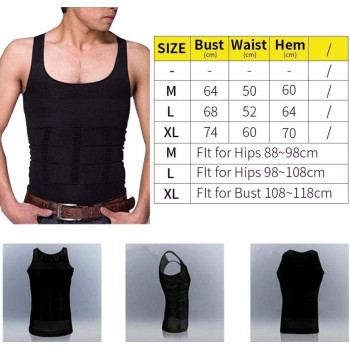 Men Slimming Underwear Body Shaper Waist Cincher Corset Men Shaper Vest Body Slimming Tummy Belly Slim Body Shapewear, Size Medium