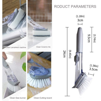 Grips Soap Dispensing Dish Brush Scrubber Washing Brush With Soap Dispenser Kitchen Dish Brushes Refill Liquid Cleaning Removable Wash Head Washing Brush
