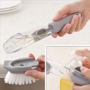 Grips Soap Dispensing Dish Brush Scrubber Washing Brush With Soap Dispenser Kitchen Dish Brushes Refill Liquid Cleaning Removable Wash Head Washing Brush